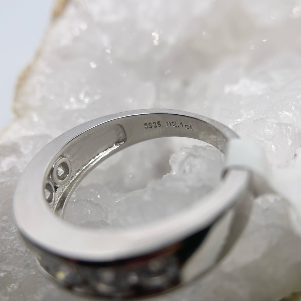 Mens 7 Stone Moissanite Band Anniversary Ring Wedding Band 925 18K GRA - Picture 9 of 10